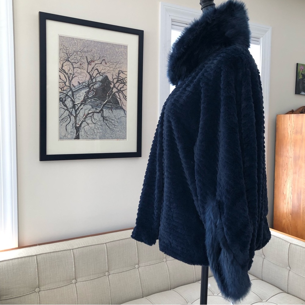 Adrienne Landau for Colleen Lopez Blue Faux Fur Jacket, NWT